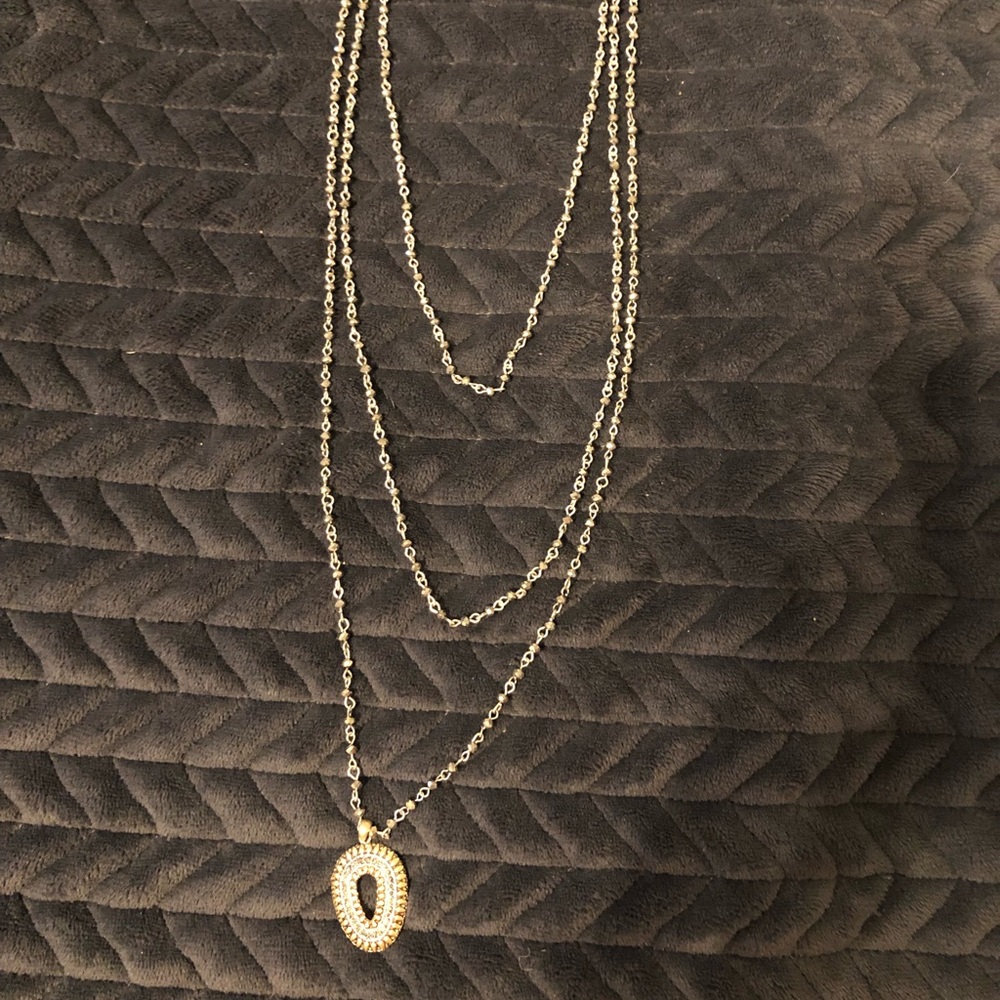 Lucky brand silver 3 strand necklace with pendant